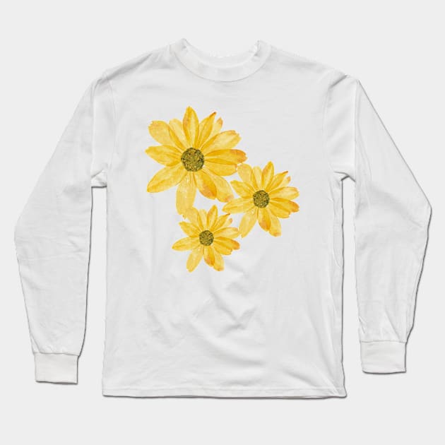 Little Yellow Daisies Long Sleeve T-Shirt by MariamChelidze